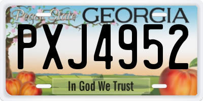 GA license plate PXJ4952