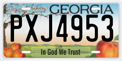GA license plate PXJ4953