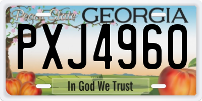 GA license plate PXJ4960