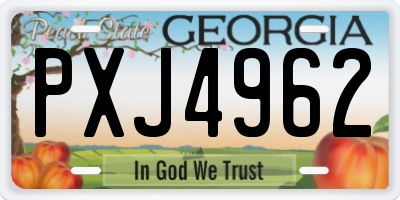GA license plate PXJ4962