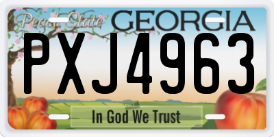 GA license plate PXJ4963