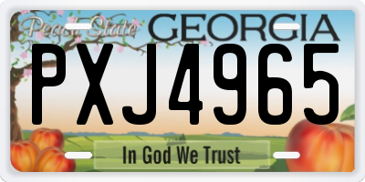 GA license plate PXJ4965