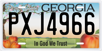 GA license plate PXJ4966