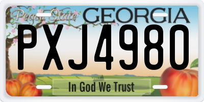 GA license plate PXJ4980