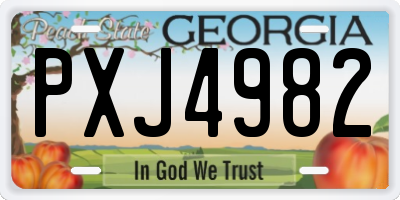 GA license plate PXJ4982