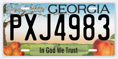 GA license plate PXJ4983