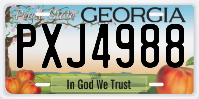 GA license plate PXJ4988