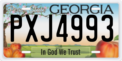 GA license plate PXJ4993