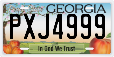 GA license plate PXJ4999