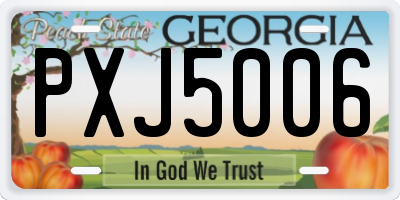 GA license plate PXJ5006