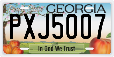 GA license plate PXJ5007