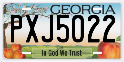 GA license plate PXJ5022