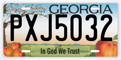 GA license plate PXJ5032