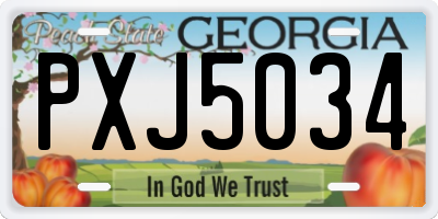 GA license plate PXJ5034