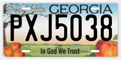 GA license plate PXJ5038