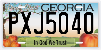 GA license plate PXJ5040