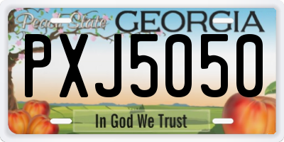 GA license plate PXJ5050