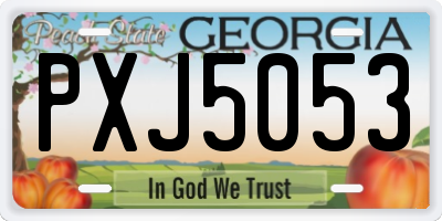 GA license plate PXJ5053