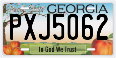 GA license plate PXJ5062