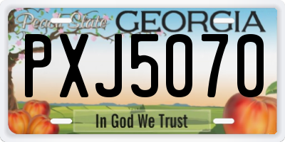 GA license plate PXJ5070