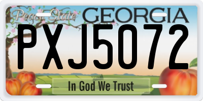 GA license plate PXJ5072