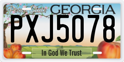 GA license plate PXJ5078
