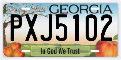 GA license plate PXJ5102
