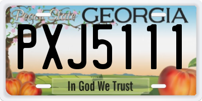 GA license plate PXJ5111
