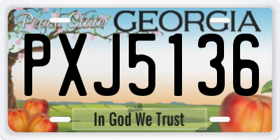GA license plate PXJ5136