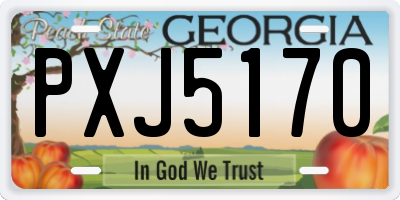 GA license plate PXJ5170