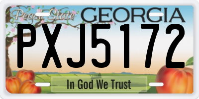 GA license plate PXJ5172