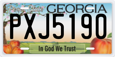 GA license plate PXJ5190