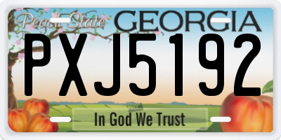 GA license plate PXJ5192