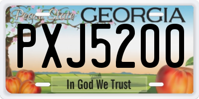 GA license plate PXJ5200