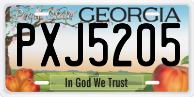 GA license plate PXJ5205