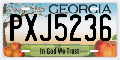 GA license plate PXJ5236