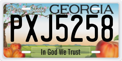 GA license plate PXJ5258
