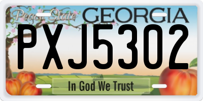 GA license plate PXJ5302