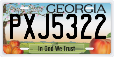 GA license plate PXJ5322