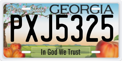 GA license plate PXJ5325