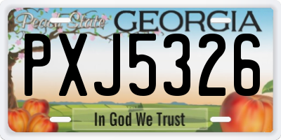 GA license plate PXJ5326