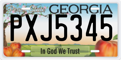 GA license plate PXJ5345