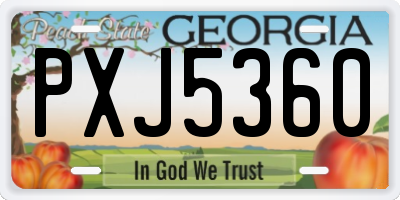 GA license plate PXJ5360