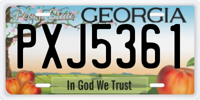 GA license plate PXJ5361