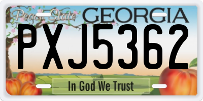 GA license plate PXJ5362