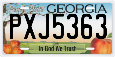 GA license plate PXJ5363