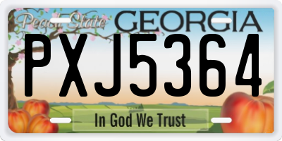 GA license plate PXJ5364