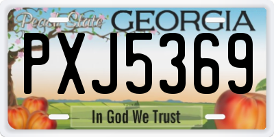 GA license plate PXJ5369