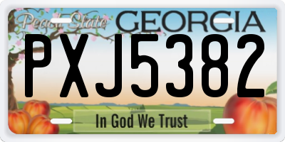 GA license plate PXJ5382