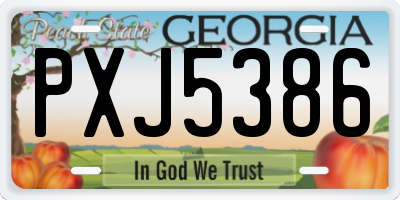 GA license plate PXJ5386